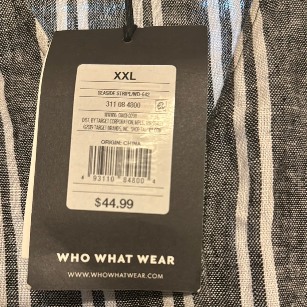 Who What Wear Black and White Belted Striped Jumpsuit - Size XXL-NWT - Picture 2 of 10